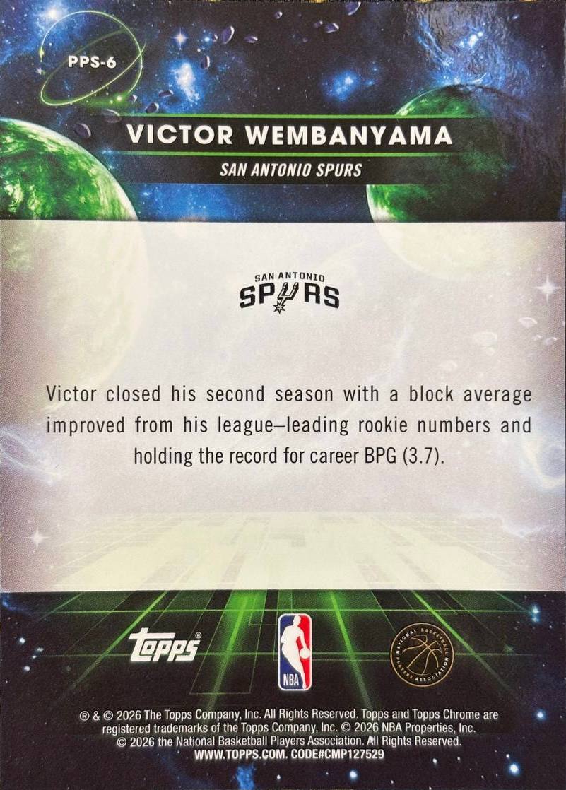 VICTOR WEMBANYAMA - 2026 Topps Chrome Basketball Sun #PPS-6