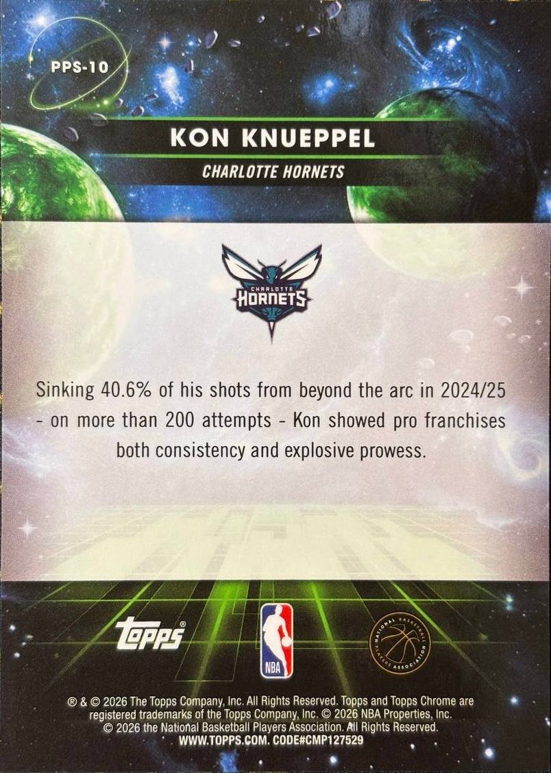 KON KNUEPPEL - 2026 Topps Chrome Basketball Sun #PPS-10 RC