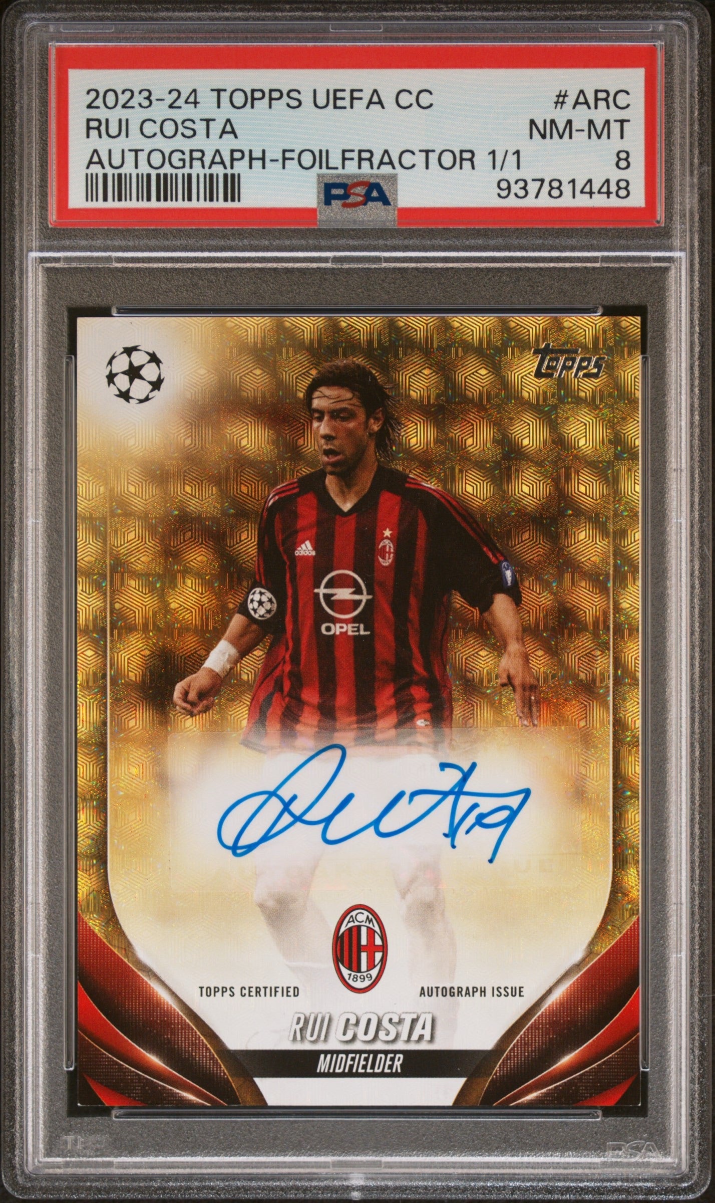 RUI COSTA - 2023/24 Topps UCC Auto 1/1 Foilfractor PSA 8