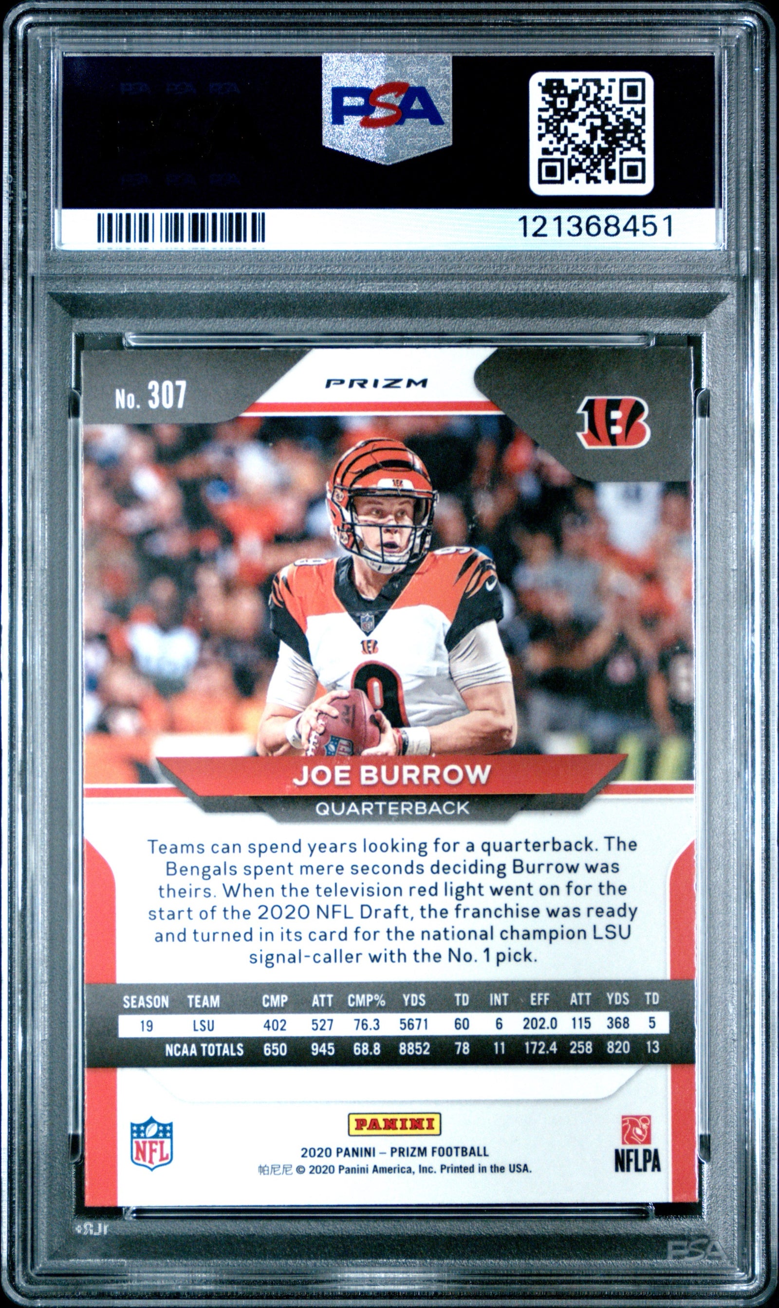 JOE BURROW - 2020 Prizm Lazer RC PSA 10