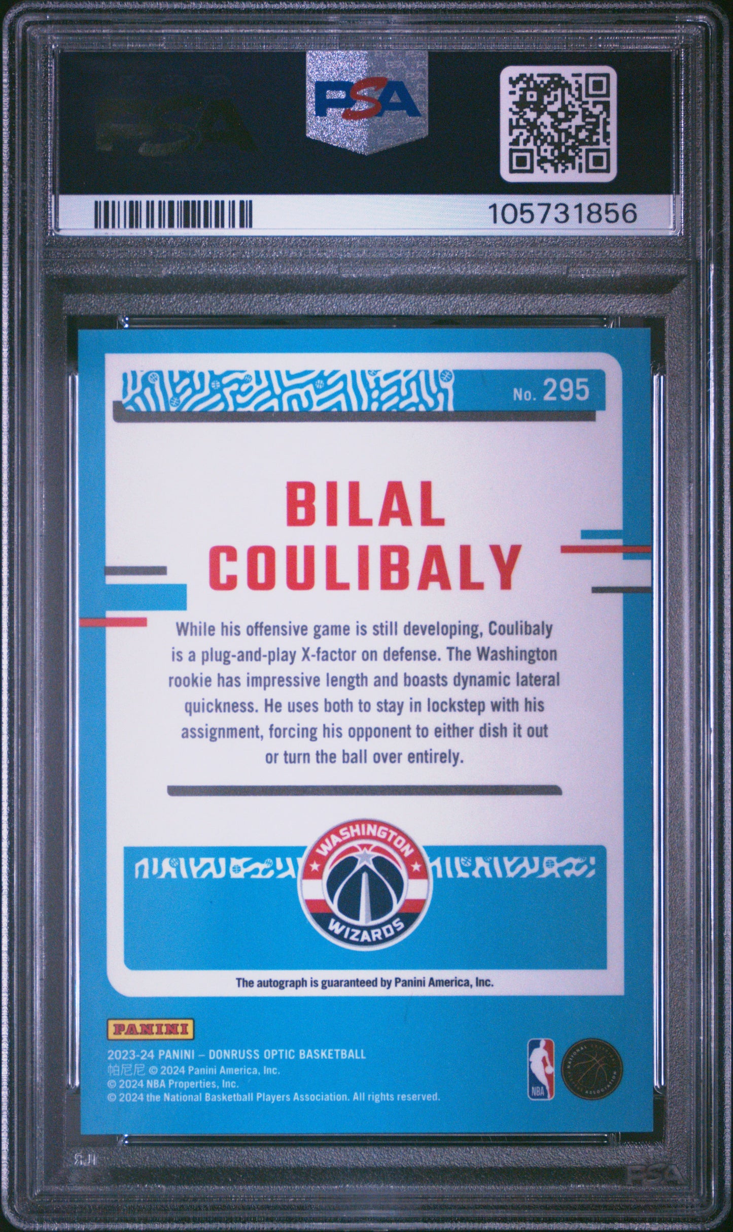 BILAL COULIBALY - 2023 Donruss Optic RC Auto on Card PSA 10
