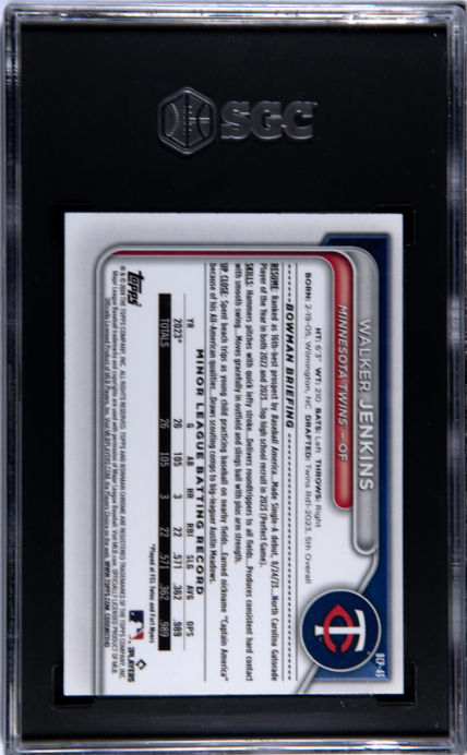 WALKER JENKINS - 2024 Bowman Chrome 1st Green Grass Refractor /99 SGC 10