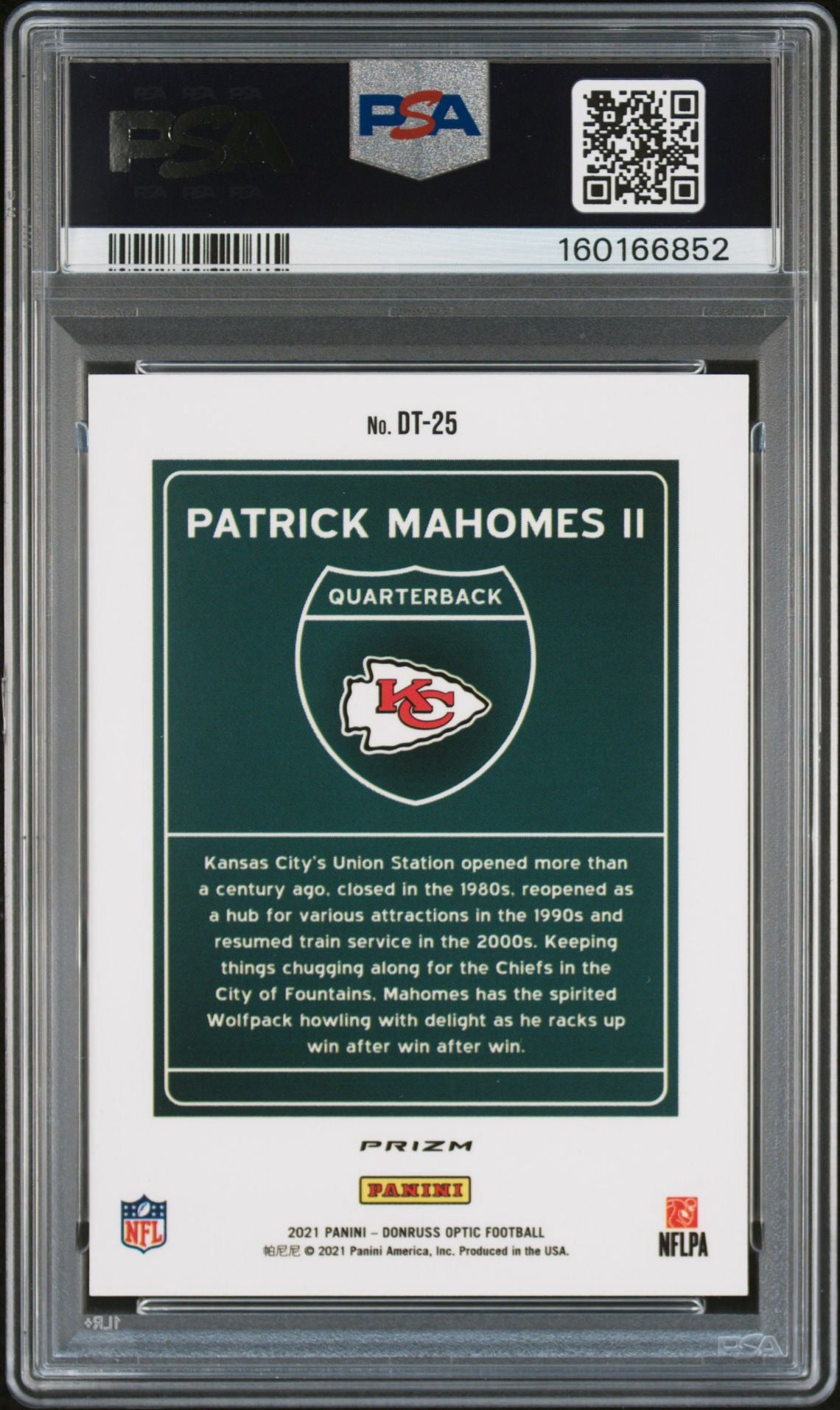 PATRICK MAHOMES - 2021 Donruss Optic Downtown PSA 8 #DT25