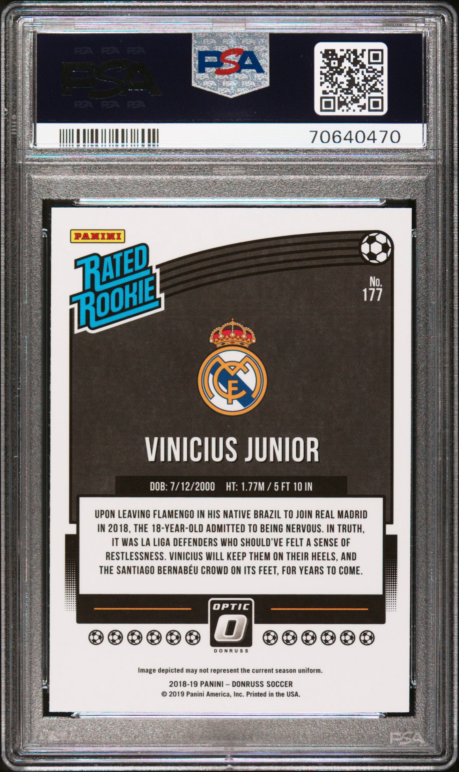 VINI JR - 2018 Donruss Optic RC PSA 10 #177 Vinicius Junior