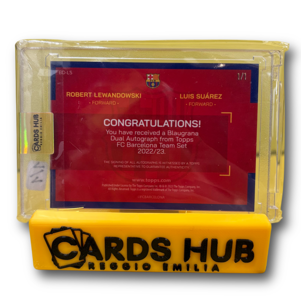 SUAREZ / LEWANDOWSKI - 2023/24 Topps FC Barcelona 1/1 Dual Auto