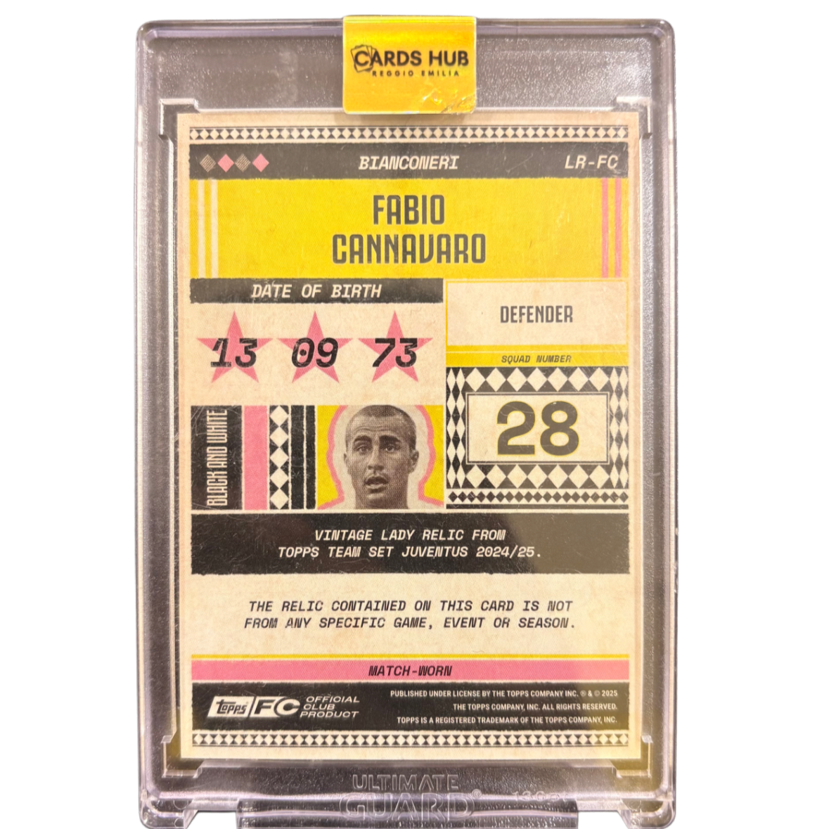 CANNAVARO - 2024/25 Topps Juventus Team Set 1/1 Relic