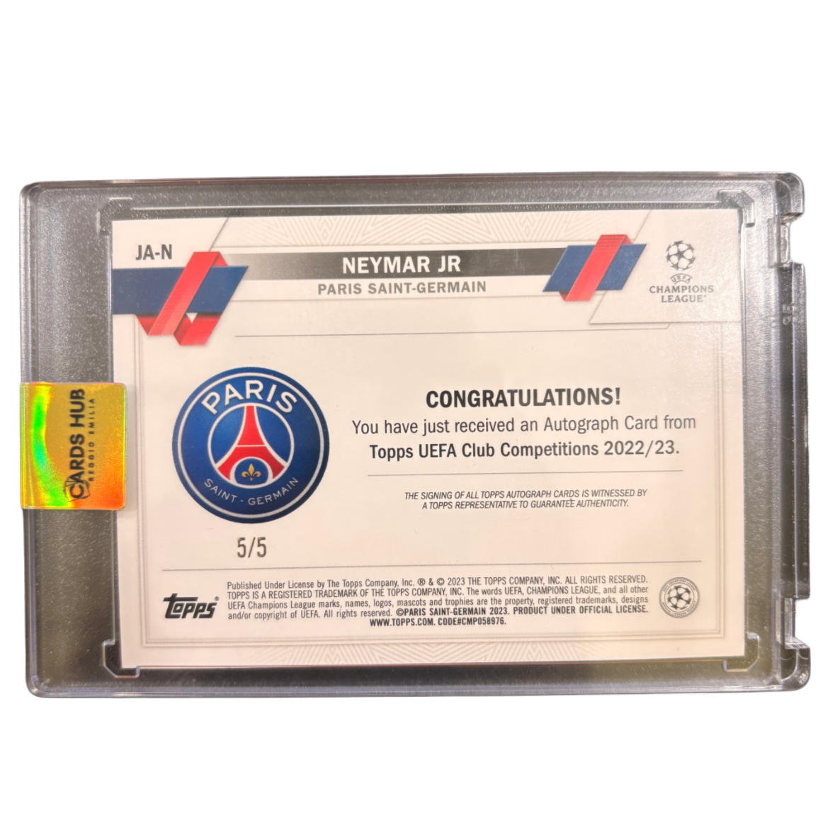NEYMAR - 2022/23 Topps UCC /5 Auto