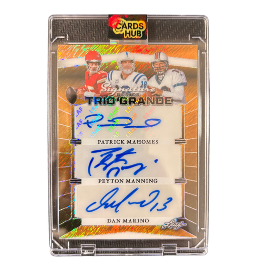 MAHOMES / MARINO / P. MANNING - 2025 Leaf "Trio Grande" 1/1 Triple Auto Gold Shimmer