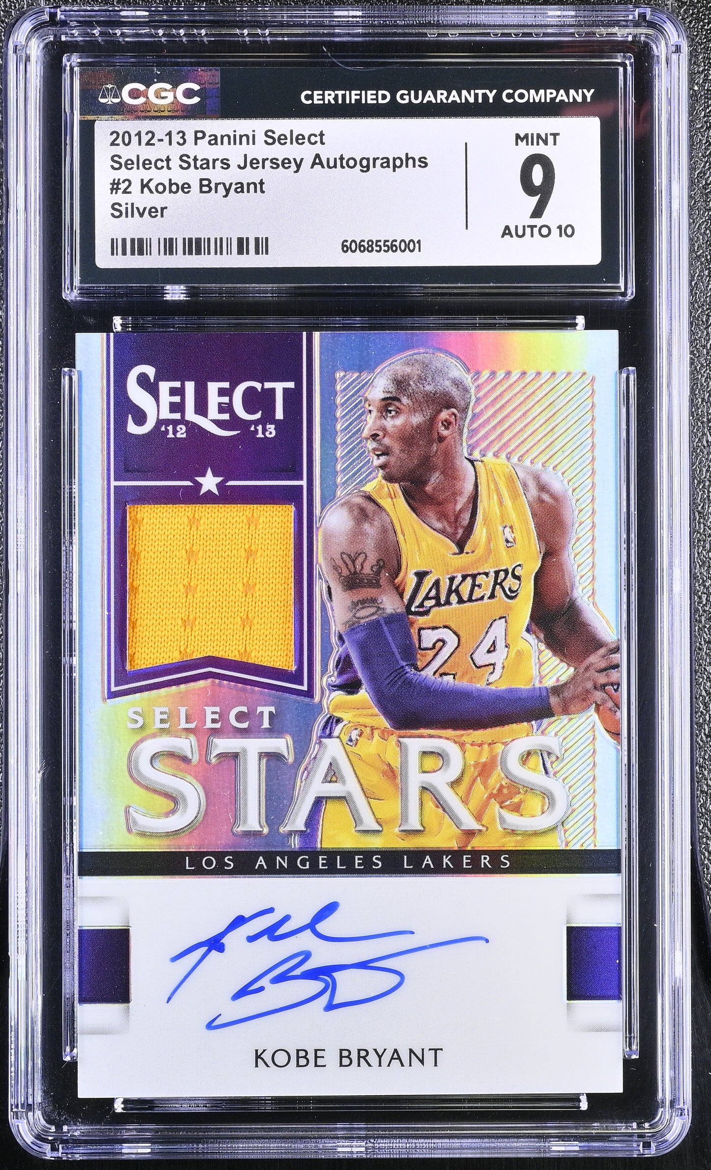 KOBE BRYANT - 2012/13 Select Silver /99 Game Worn Patch CGC 9 Auto 10