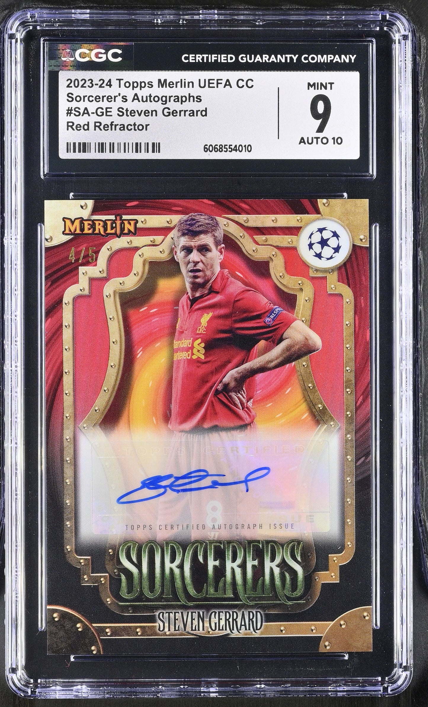 GERRARD - 2023/24 Topps Merlin Sorcerers Red /5 CGC 9 Auto 10