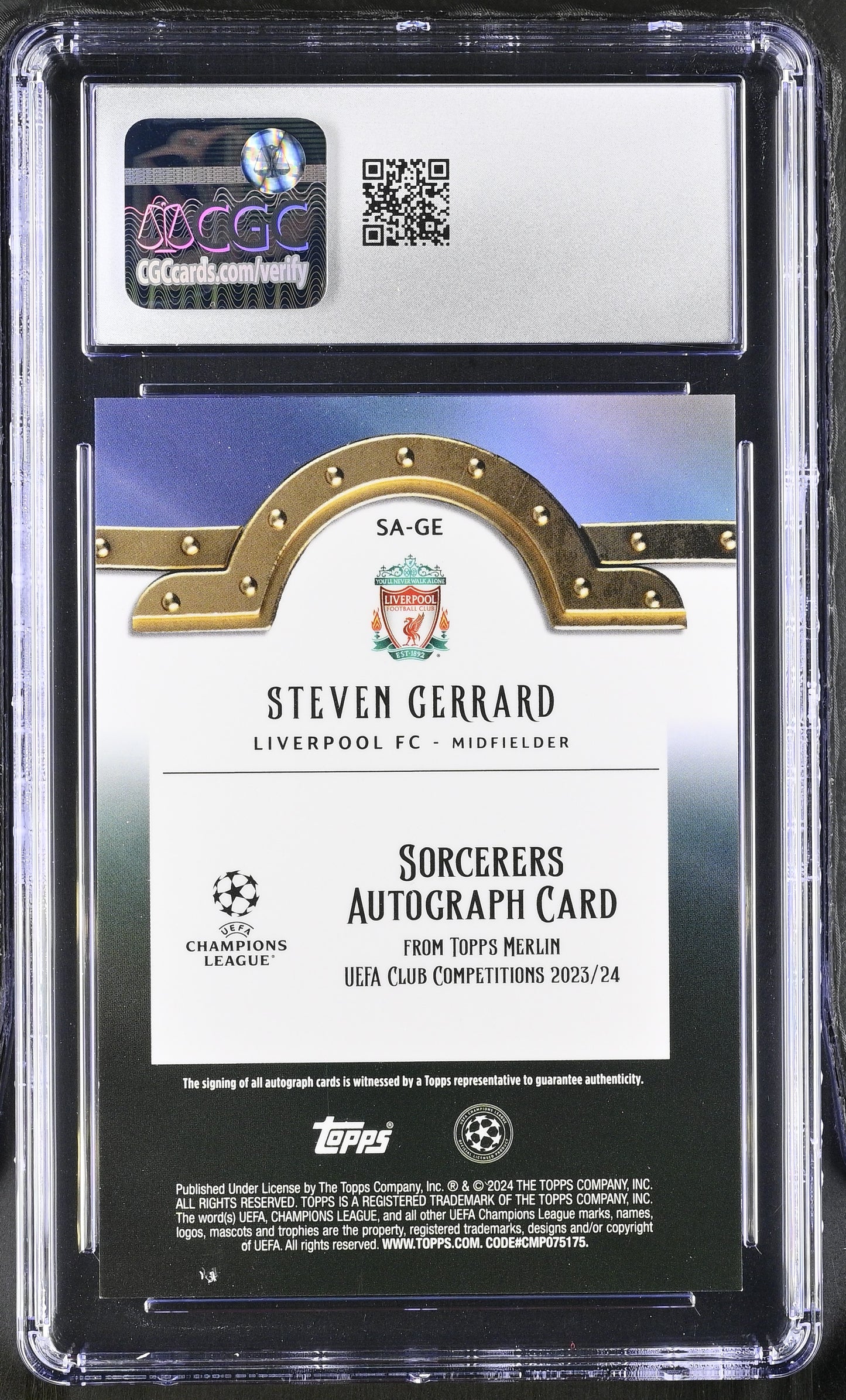 GERRARD - 2023/24 Topps Merlin Sorcerers Red /5 CGC 9 Auto 10