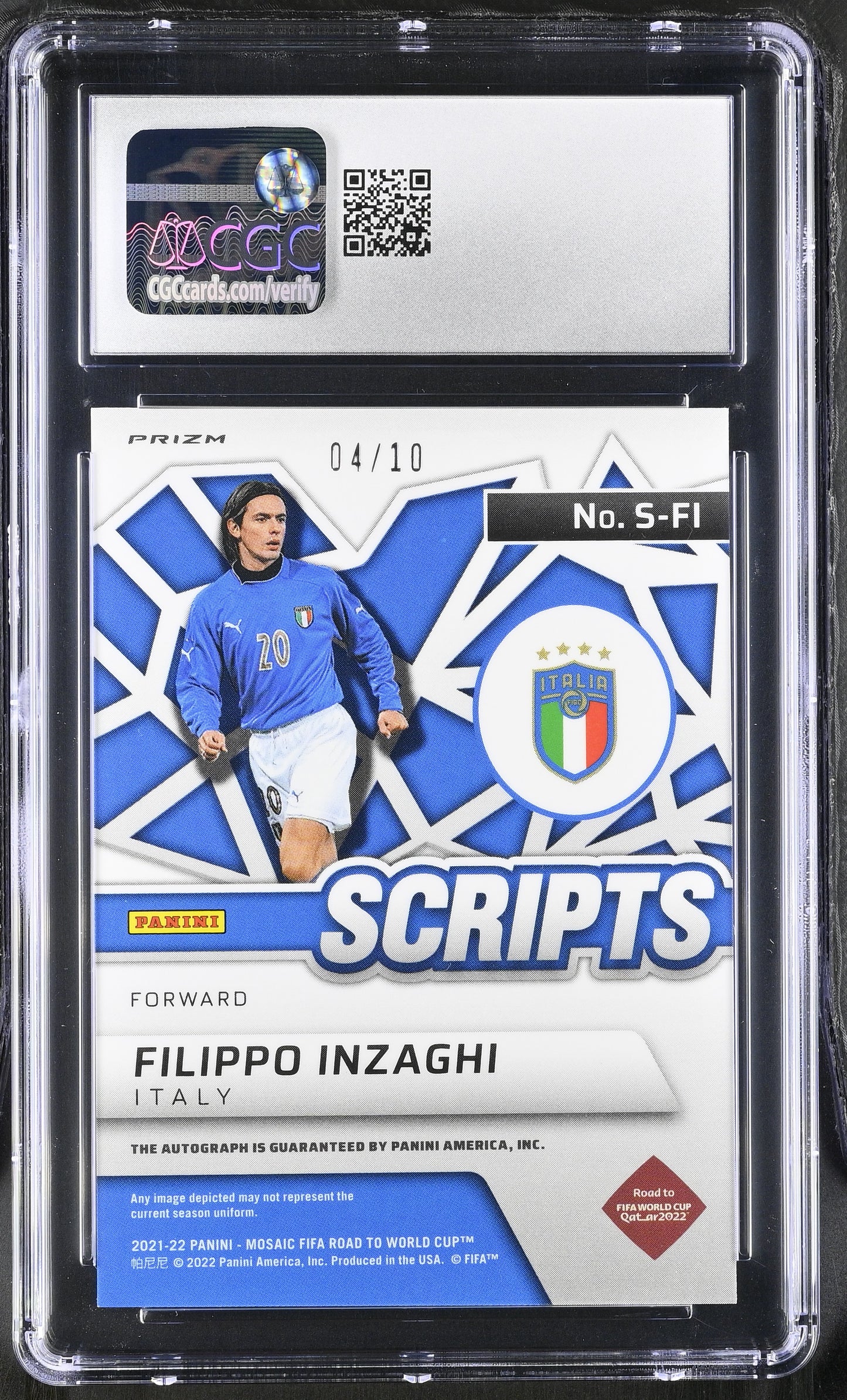 INZAGHI - 2021/22 Panini Mosaic WC Scripts Gold /10 CGC 9 Auto 9