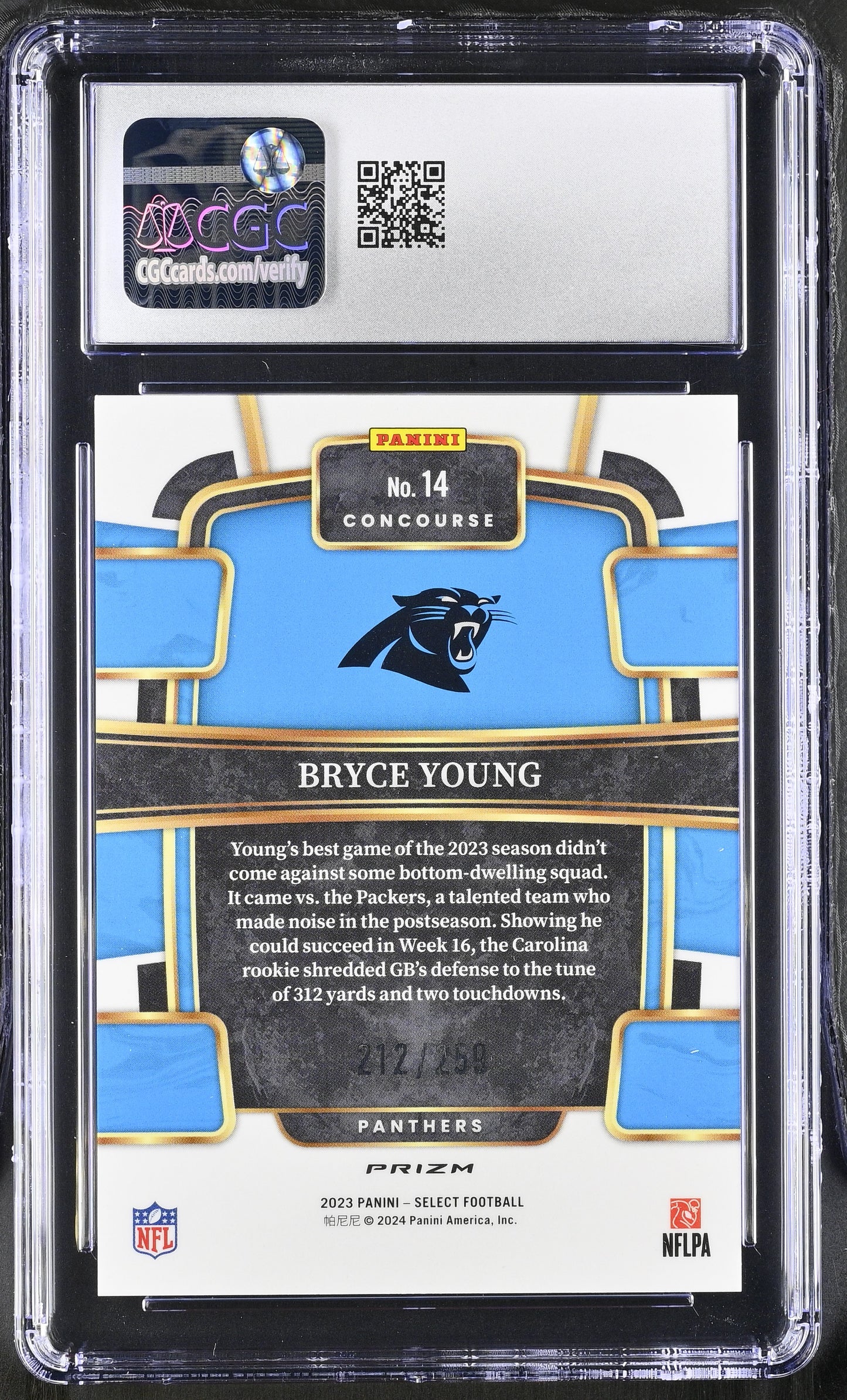 BRYCE YOUNG - 2023 Select Tri-Color Prizm /259 RC CGC 10