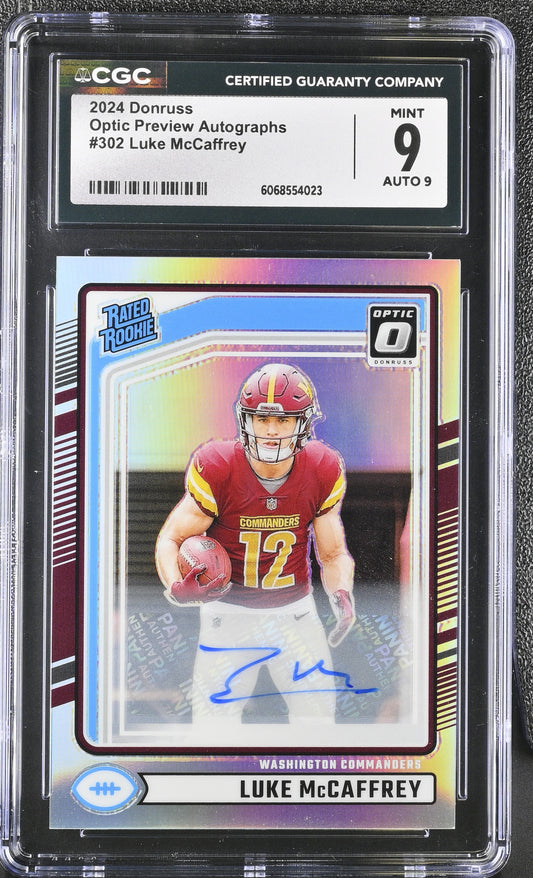 LUKE McCAFFREY - 2024 Donruss RC CGC 9 Auto 9