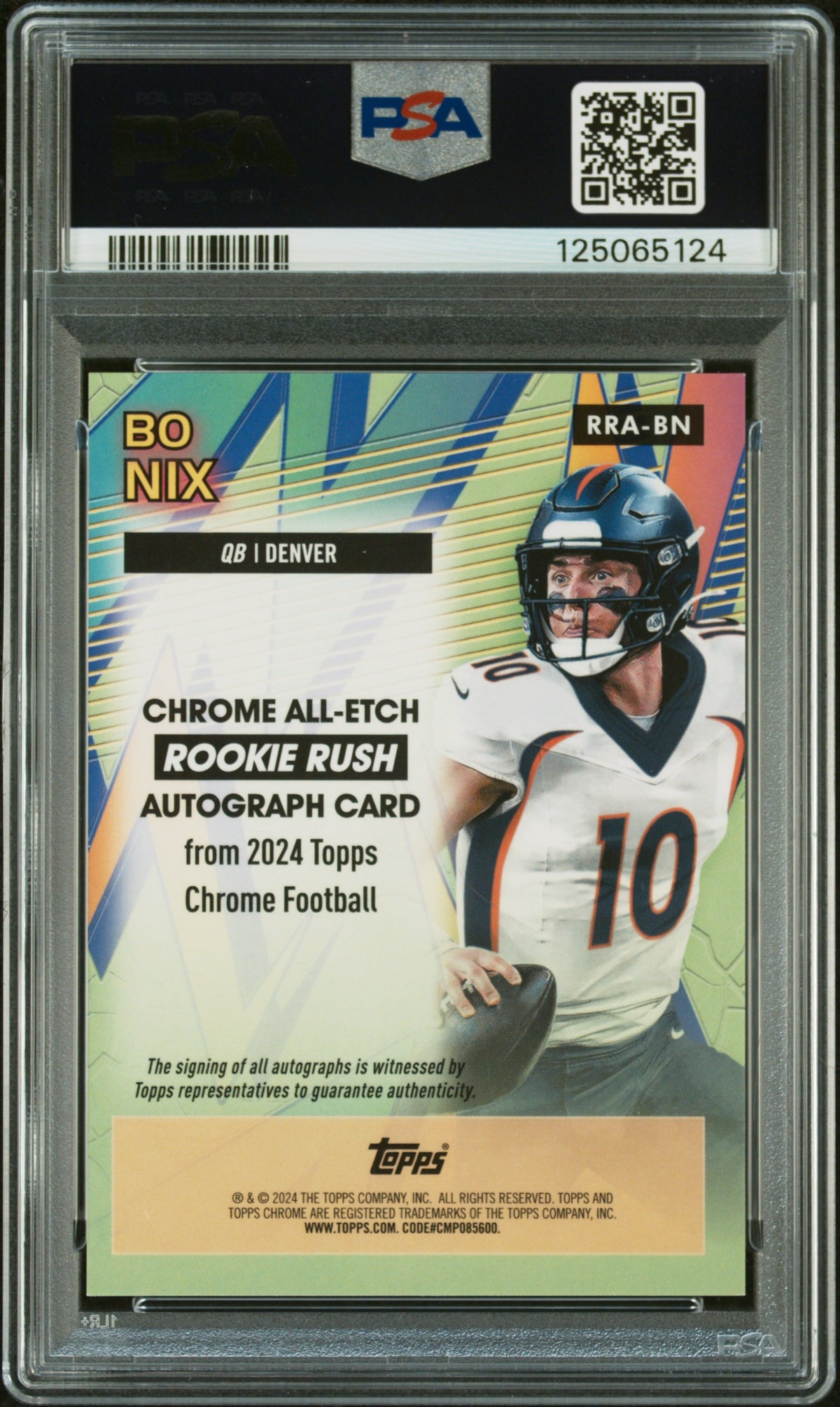 BO NIX - 2024 Topps Chrome All-Etch Rookie Rush Green Refractor Auto RC #RRABN - PSA 10