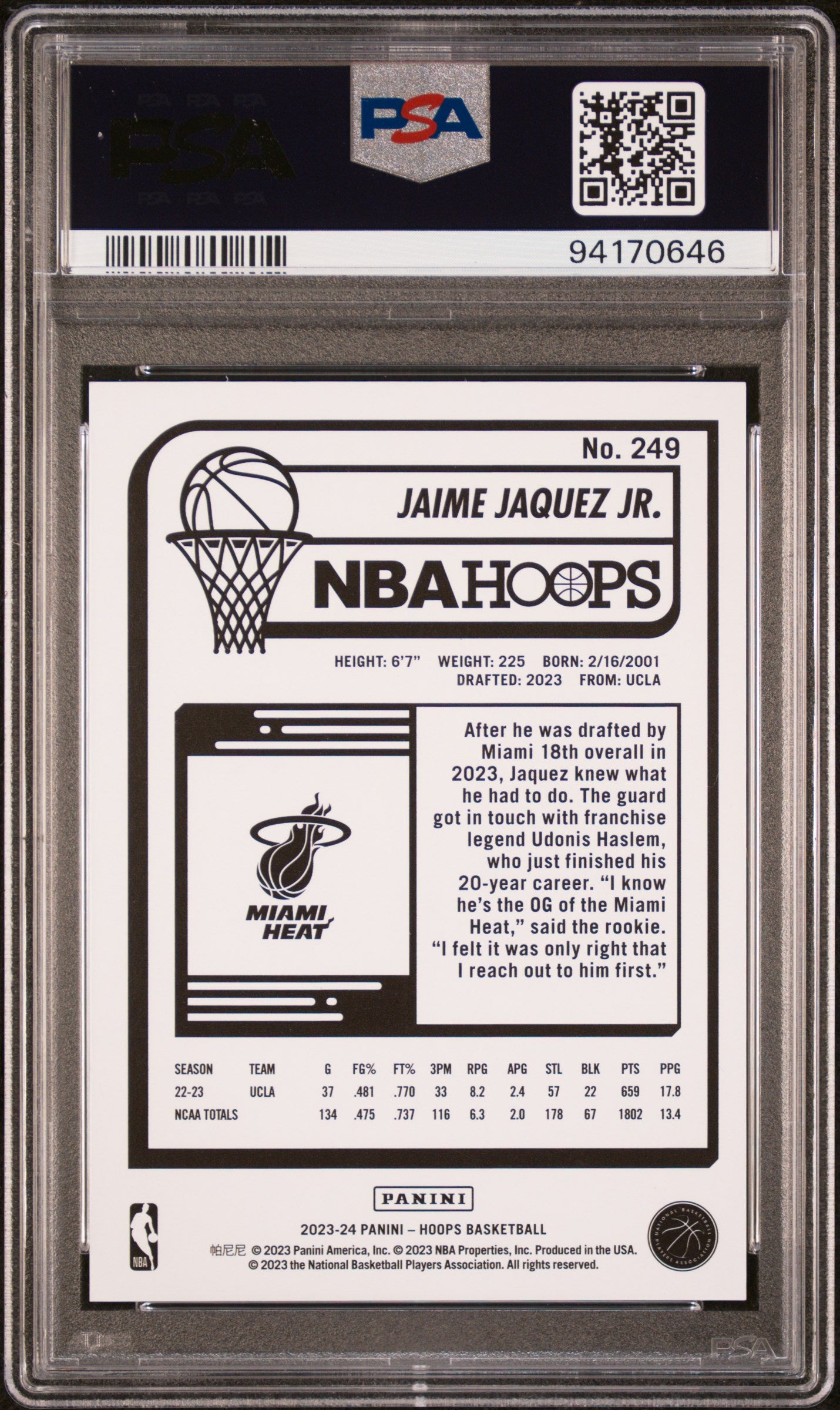 JAQUEZ - 2023 Hopps Hyper Green /25 RC PSA 9