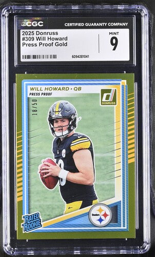 WILL HOWARD – 2025 Donruss Press Proof Gold /50 CGC 9 RC