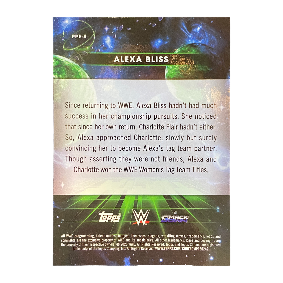 ALEXA BLISS - 2026 Topps Cosmic Chrome WWE Planetary Pursuit Earth #PPE-8 - back