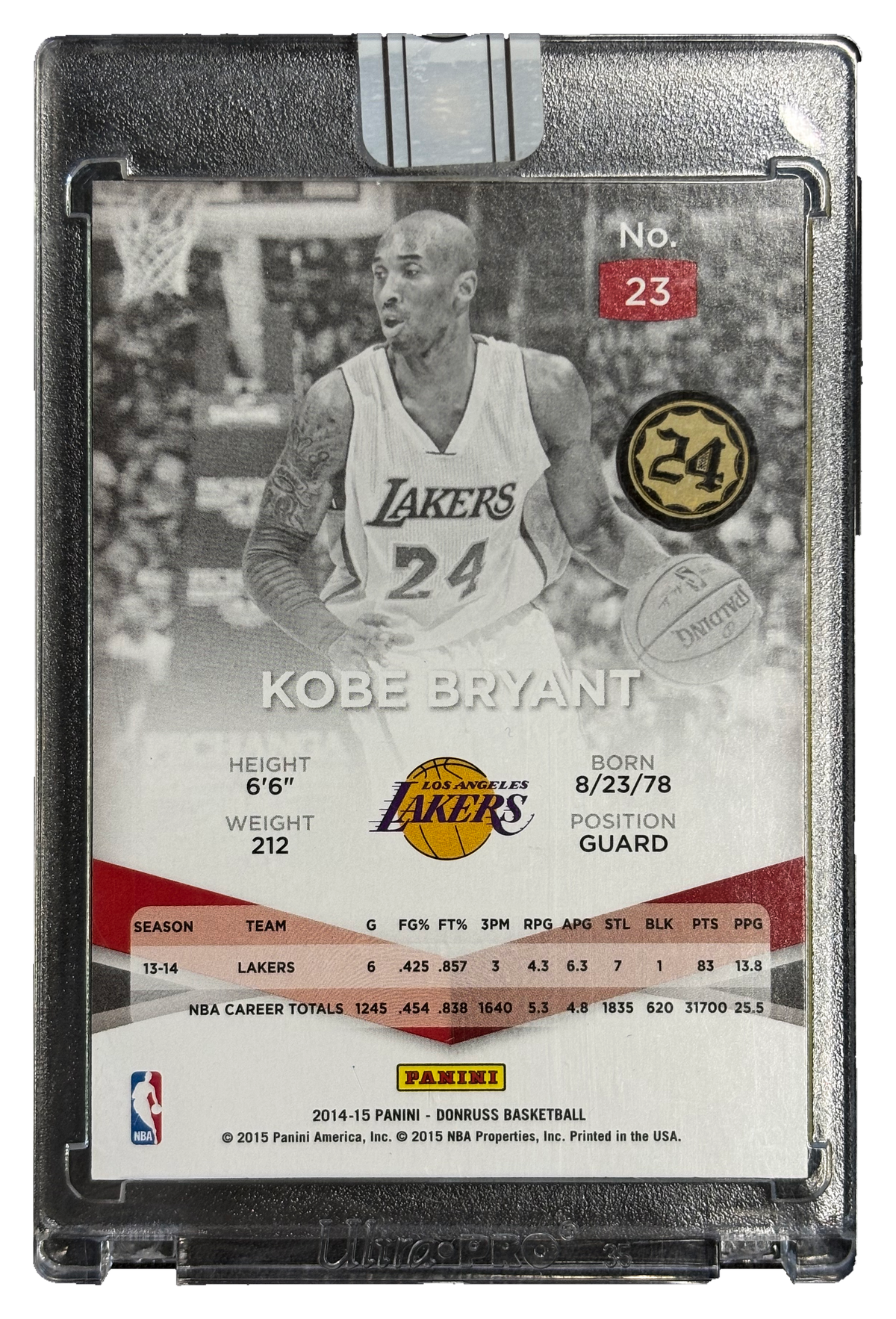 KOBE BRYANT - 2014/15 Panini Donruss Elite Auto #23 /24 - back