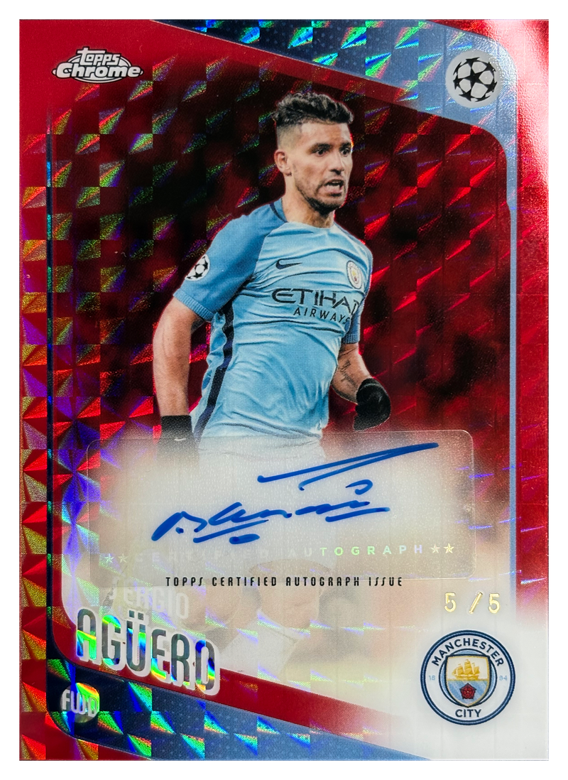 SERGIO AGÜERO - 2025/26 Topps Chrome UEFA Club Competitions Red Geometric Auto #CLA-SA /5 - front