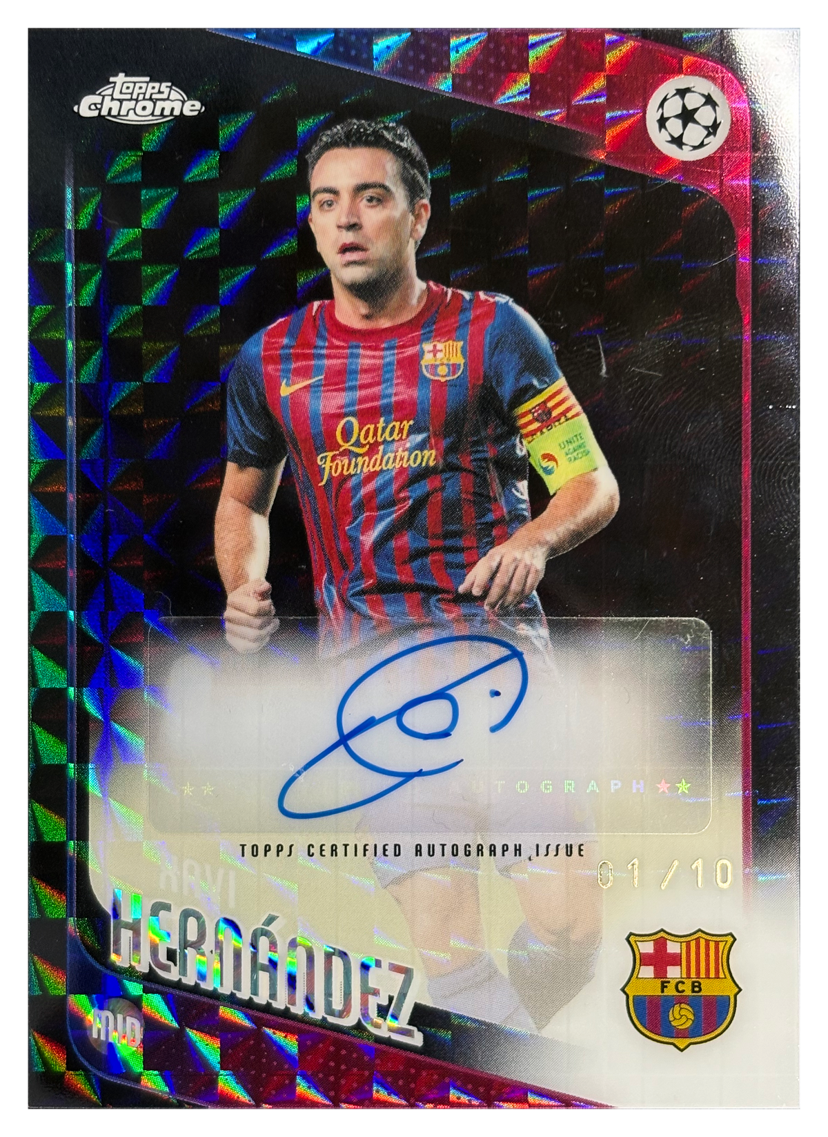 XAVI HERNÁNDEZ - 2025/26 Topps Chrome UEFA Club Competitions Black Geometric Auto #CLA-XH /10 - front