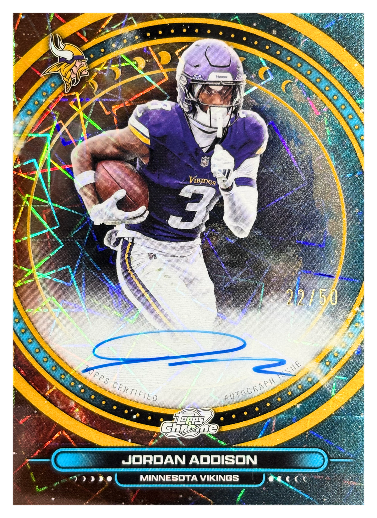 JORDAN ADDISON - 2025 Topps Cosmic Chrome Football Equinox Auto #EQA-JAD /50 - front