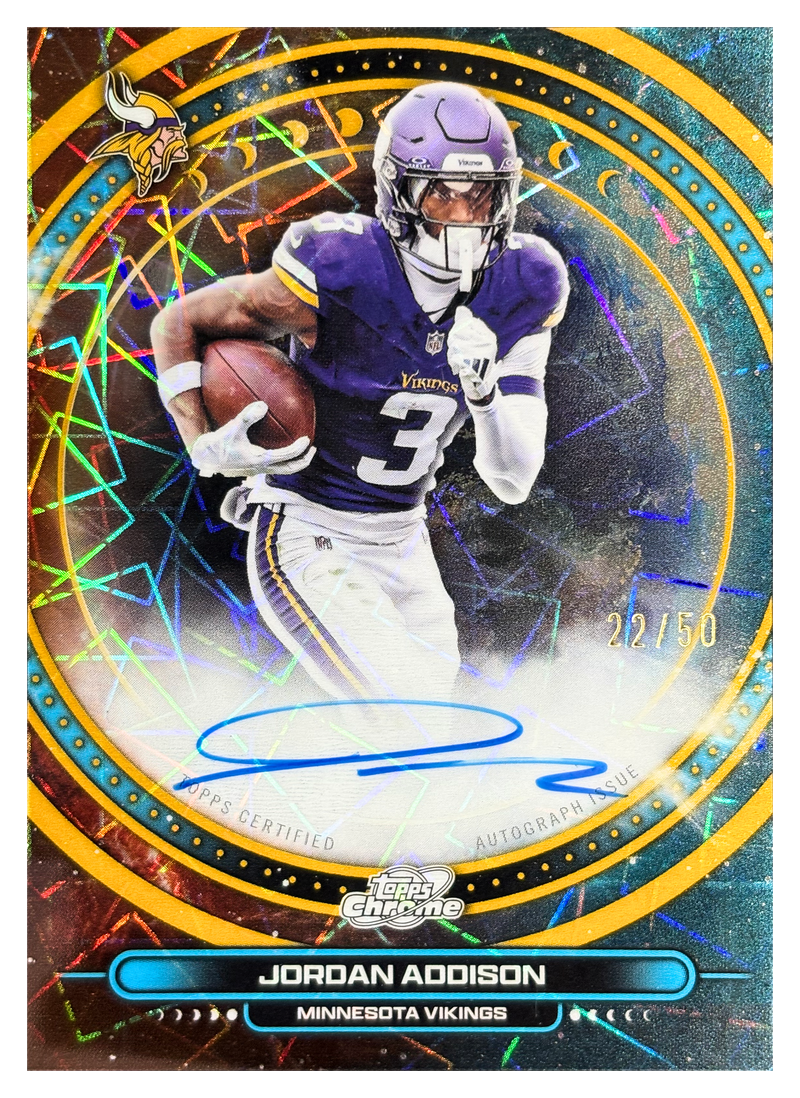 JORDAN ADDISON - 2025 Topps Cosmic Chrome Football Equinox Auto #EQA-JAD /50 - front