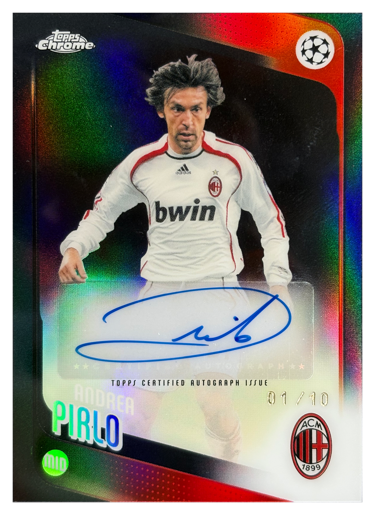 ANDREA PIRLO - 2025/26 Topps Chrome UEFA Club Competitions Black Refractor Auto #CLA-AP /10 - front