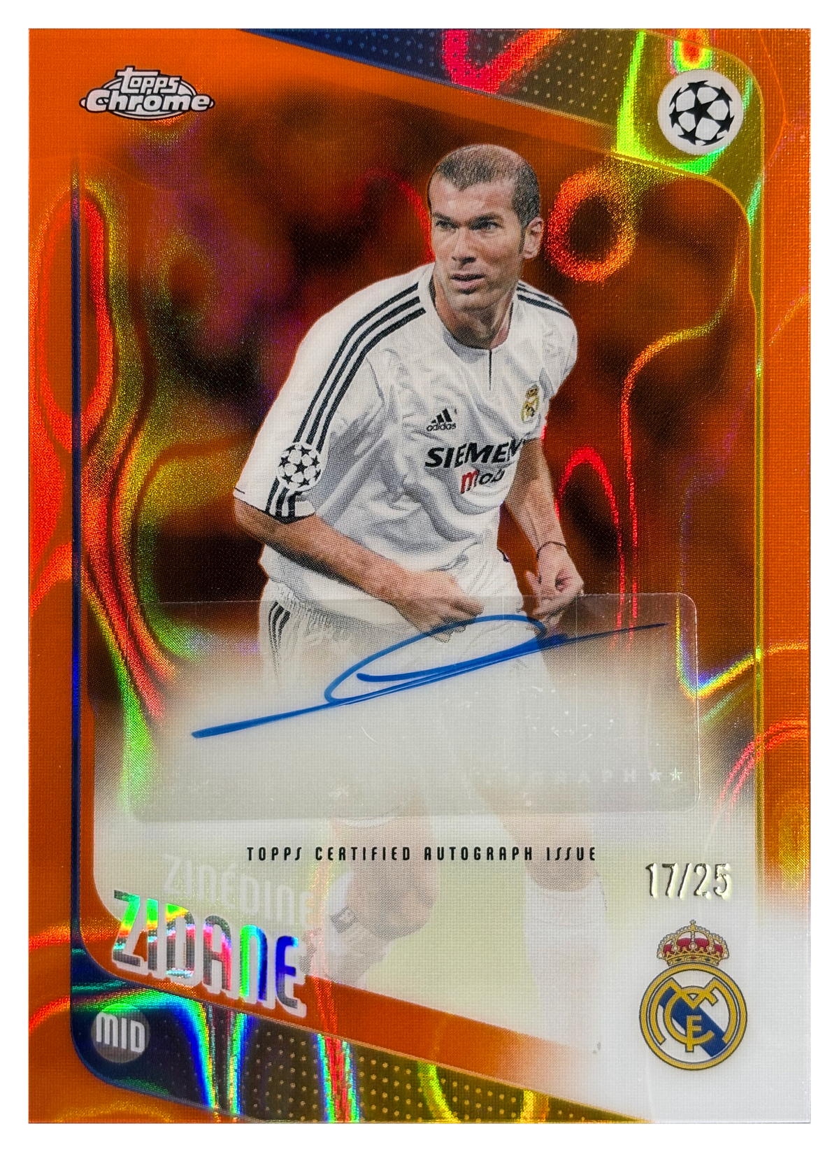 ZINÉDINE ZIDANE - 2025/26 Topps Chrome UEFA Club Competitions Orange Lava Auto #CLA-ZZ /25 - front