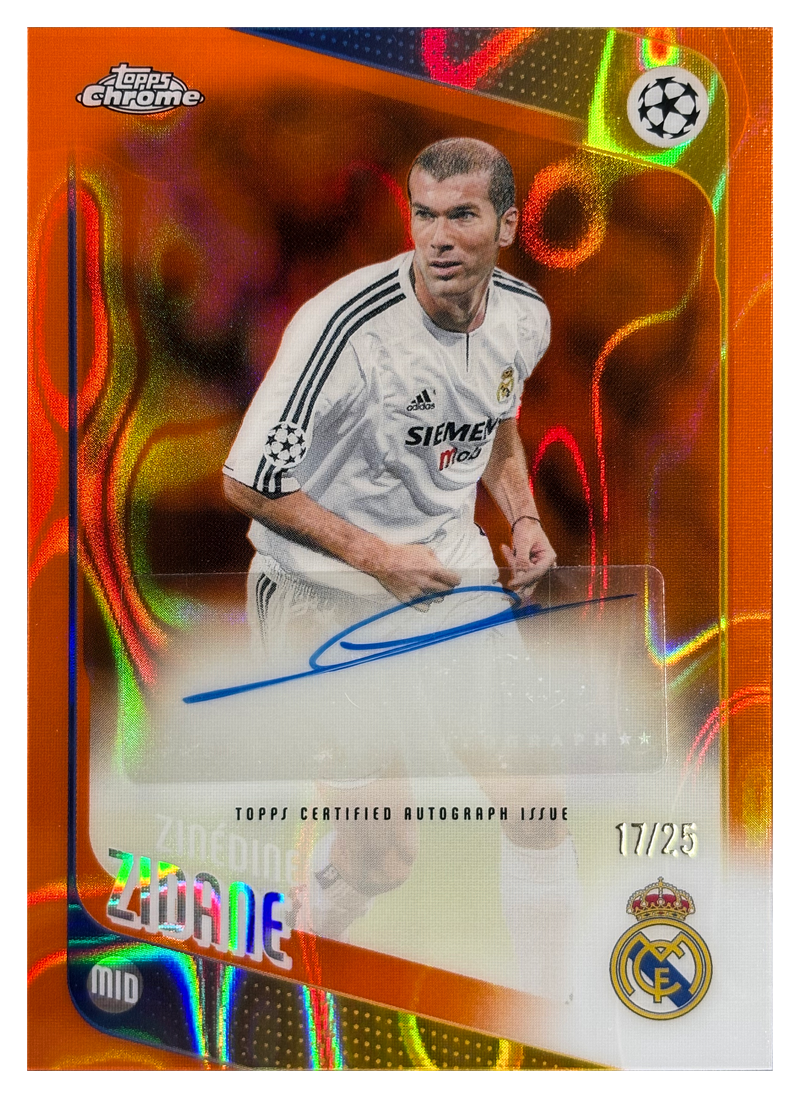 ZINÉDINE ZIDANE - 2025/26 Topps Chrome UEFA Club Competitions Orange Lava Auto #CLA-ZZ /25 - front