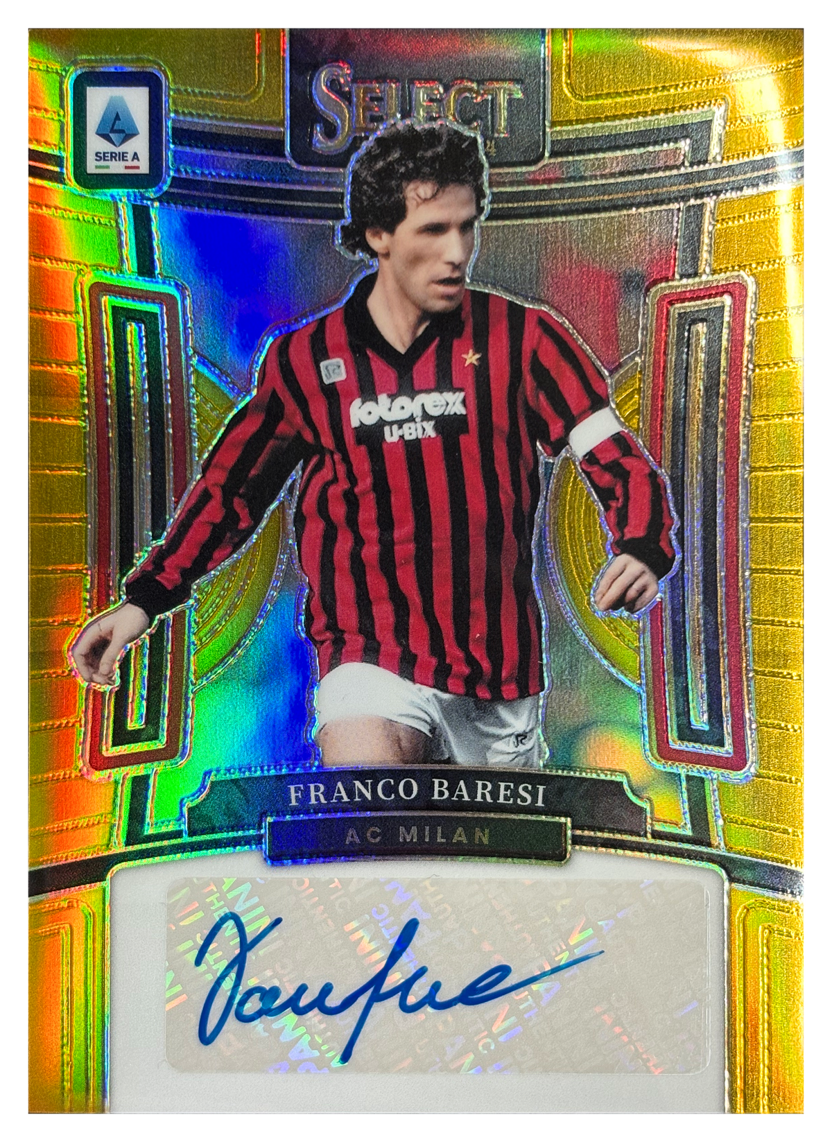 FRANCO BARESI - 2023/24 Panini Select Serie A Gold Prizm Auto #S-FB /10 - front