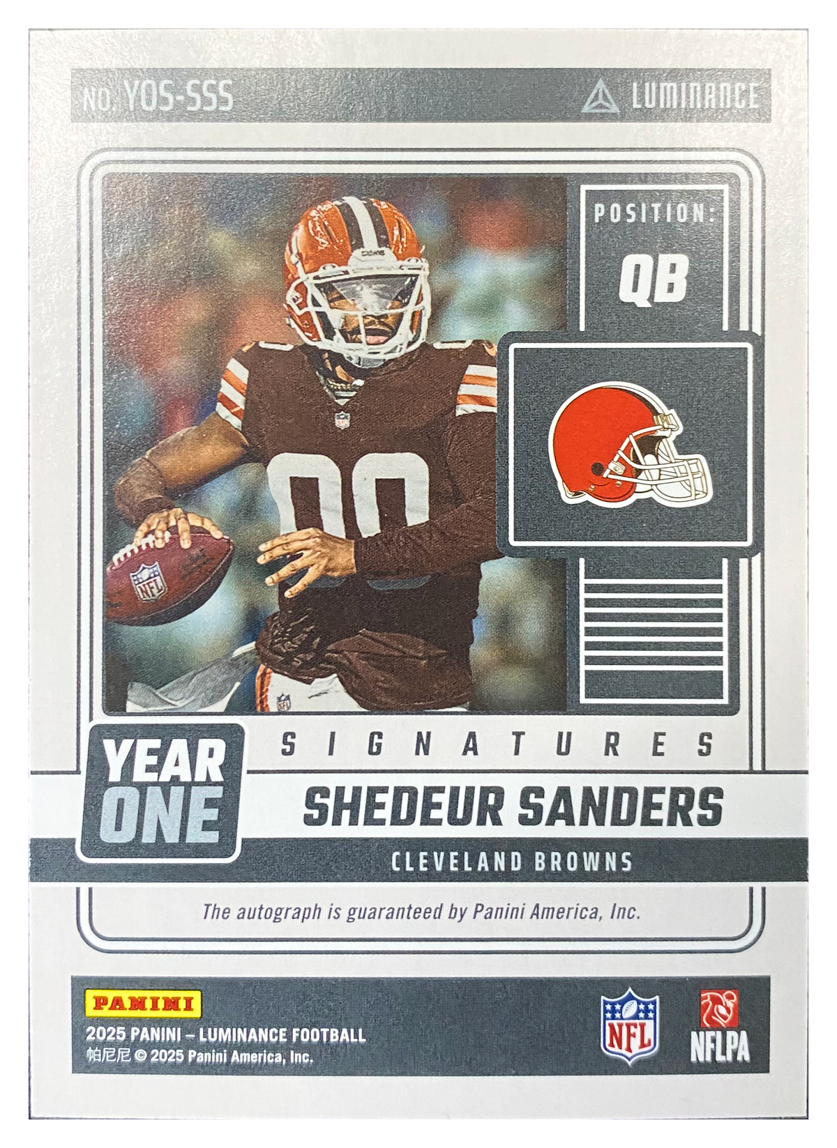 SHEDEUR SANDERS - 2025 Panini Luminance Year One Signatures RC Auto #YOS-SSS - back
