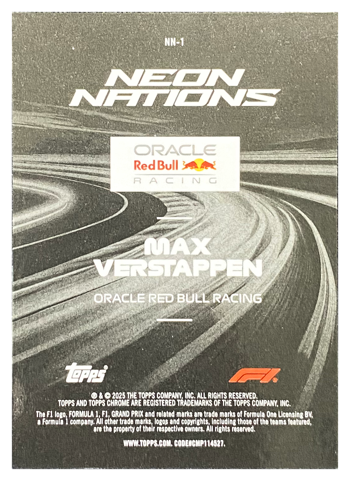 MAX VERSTAPPEN - 2025 Topps Chrome Formula 1 Neon Nations #NN-1 - back
