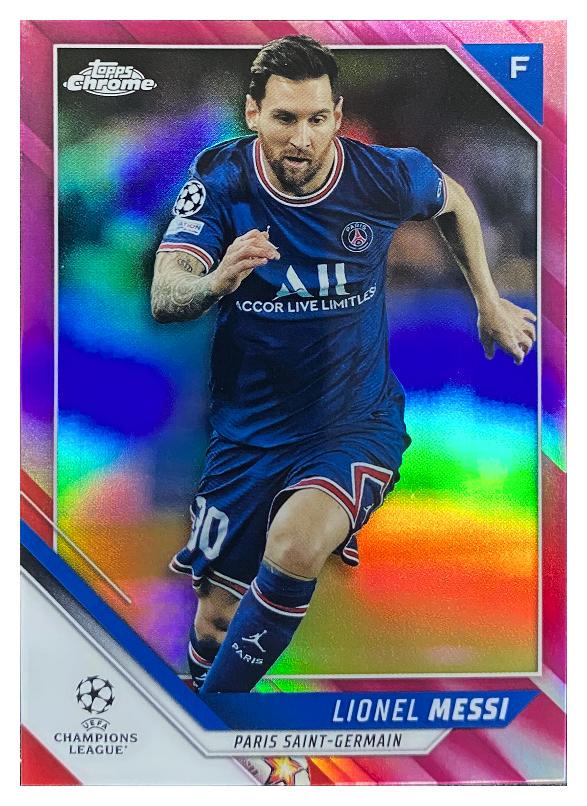 LIONEL MESSI - 2021/22 Topps Chrome UEFA Champions League Pink Refractor #100 /175 - front