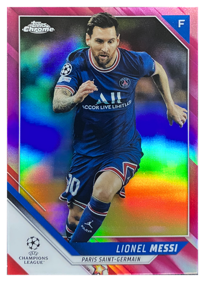 LIONEL MESSI - 2021/22 Topps Chrome UEFA Champions League Pink Refractor #100 /175 - front