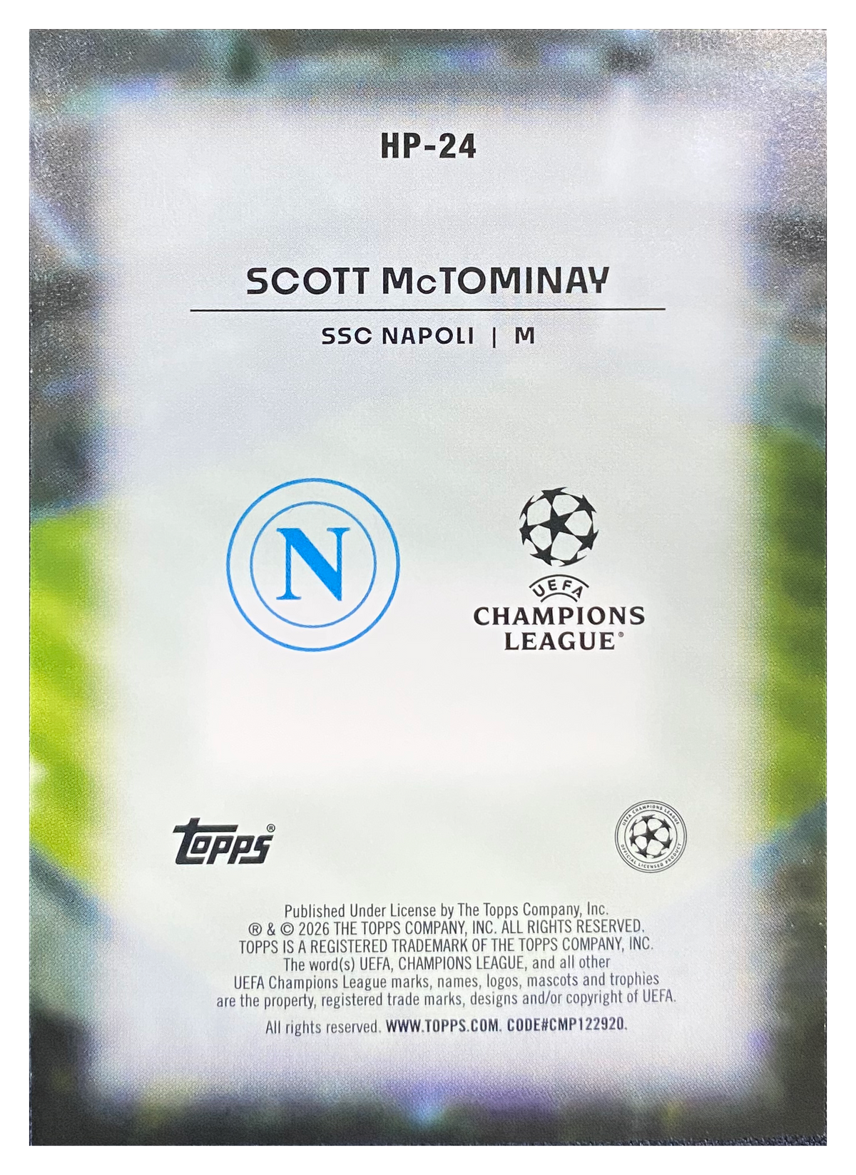 SCOTT MCTOMINAY - 2025/26 Topps UEFA Club Competitions Home Advantage #HP-24 - back