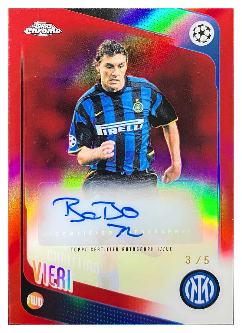 CHRISTIAN VIERI - 2025/26 Topps Chrome UEFA Club Competitions Red Refractor Auto #CLA-CV /5 - front