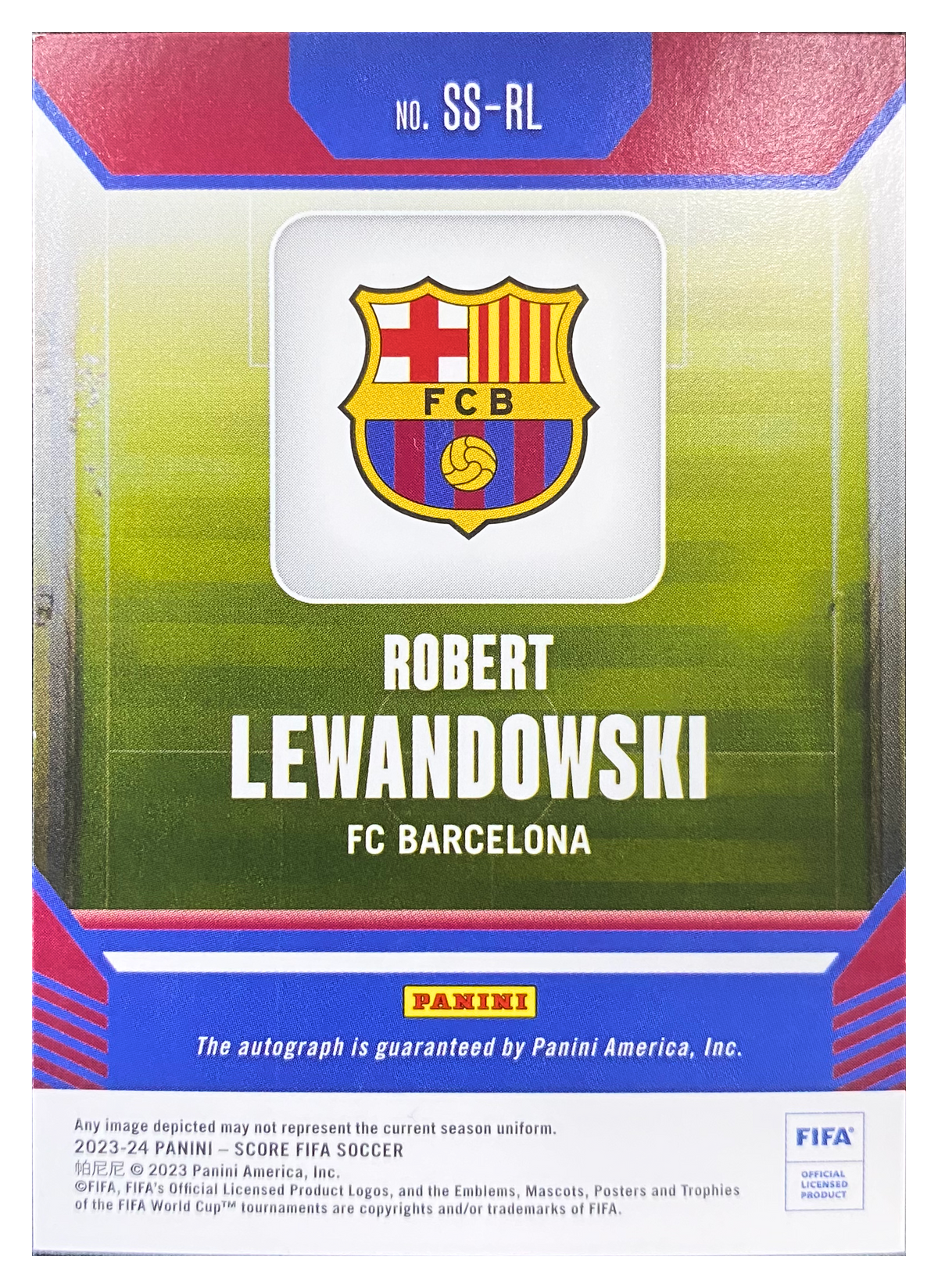 ROBERT LEWANDOWSKI - 2023/24 Panini Score FIFA Signatures Auto #SS-RL /49 - back
