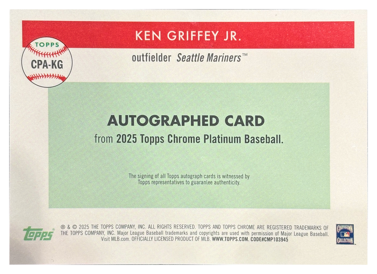 Ken Griffey Jr. — 2025 Topps Chrome Platinum Auto #CPA-KG - retro