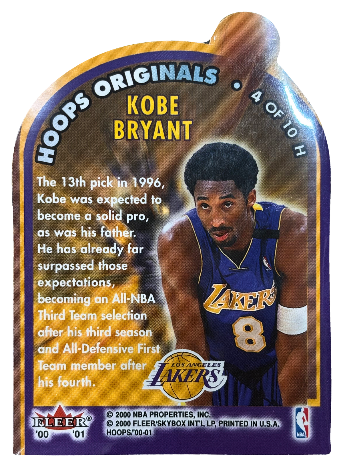 Kobe Bryant — 2000/01 Fleer Hoops Hoops Originals Die-Cut #4 of 10 H - retro