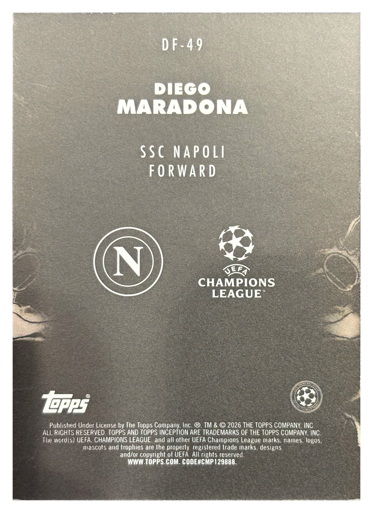 Diego Maradona — 2025/26 Topps Inception UEFA Dark Flow #DF-49 1/1 - retro