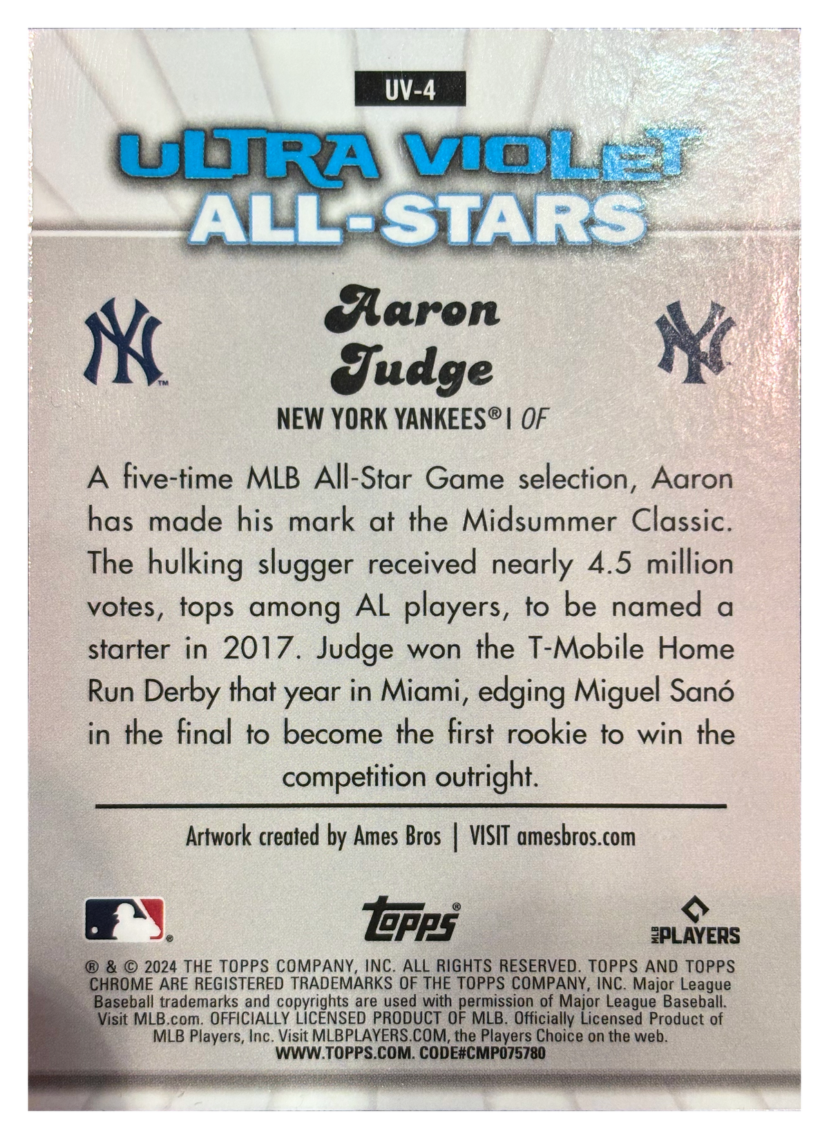 Aaron Judge — 2024 Topps Chrome Ultra Violet All-Stars #UV-4 - retro
