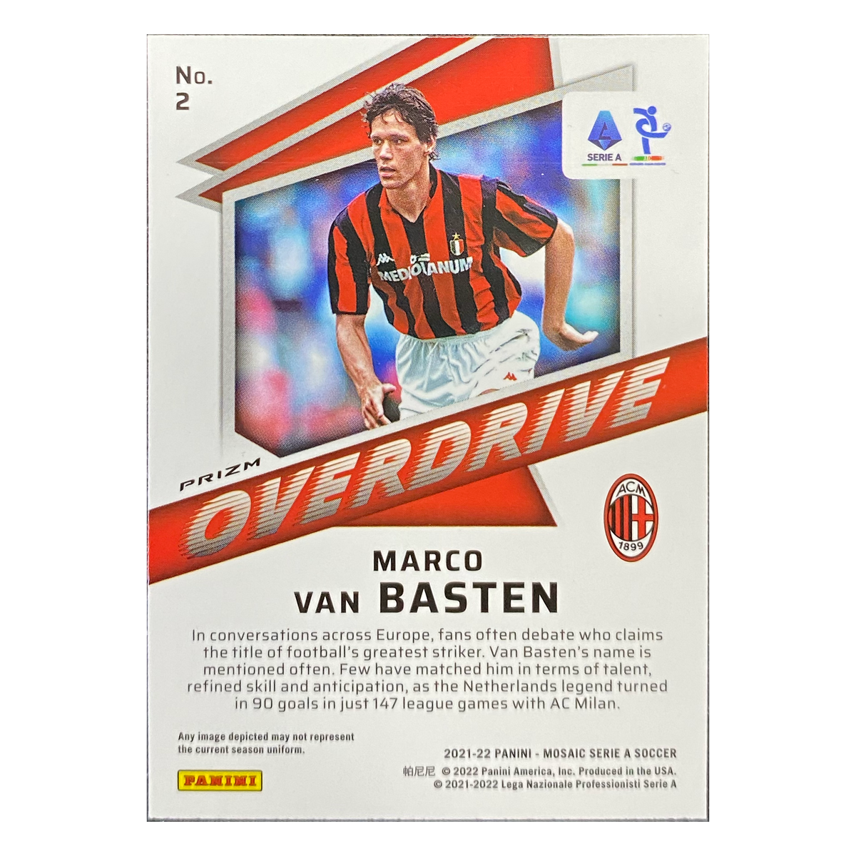 MARCO VAN BASTEN - 2021/22 Panini Mosaic Serie A Overdrive Mosaic Prizm #2 - back