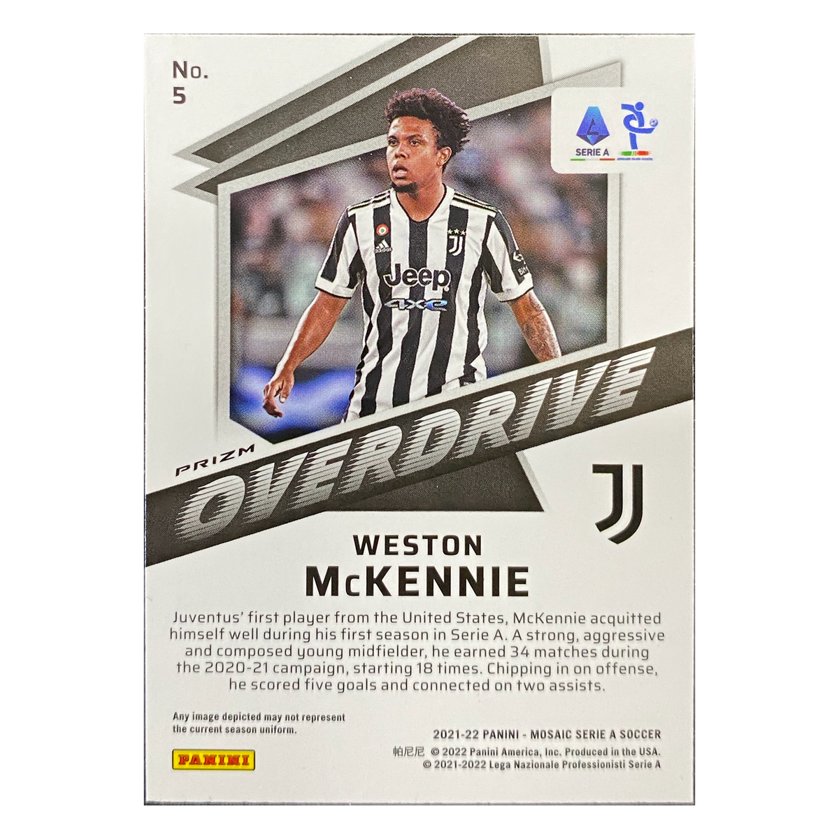 WESTON MCKENNIE - 2021/22 Panini Mosaic Serie A Overdrive Mosaic Prizm #5 - back