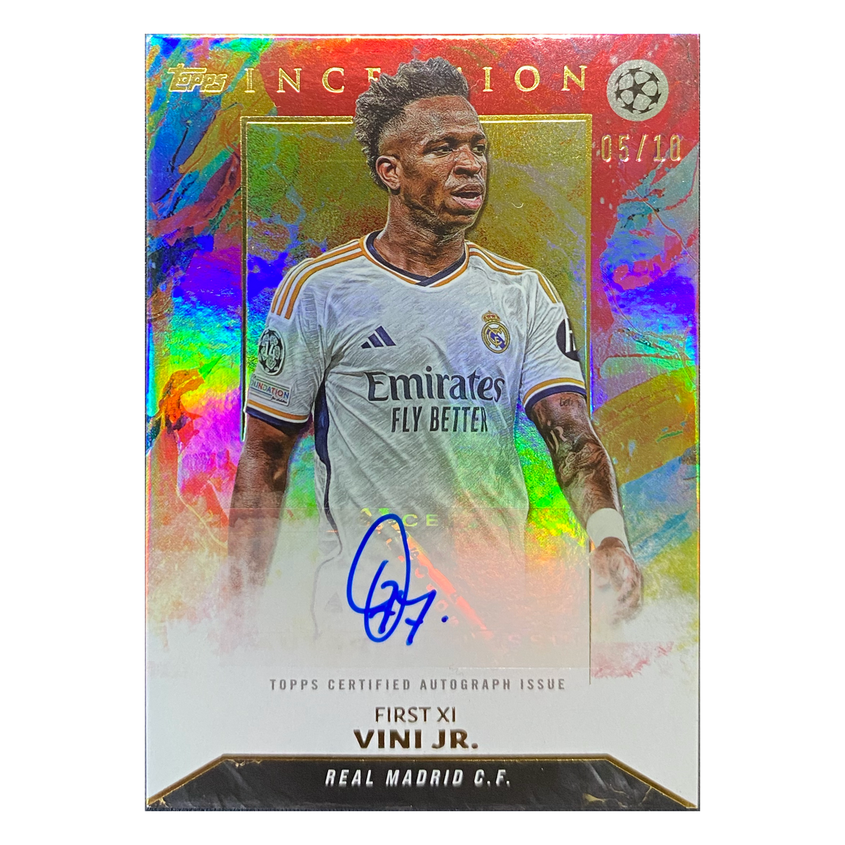 VINI JR. - 2023/24 Topps Inception UEFA First XI Red Auto #FXA-VJ /10 - front