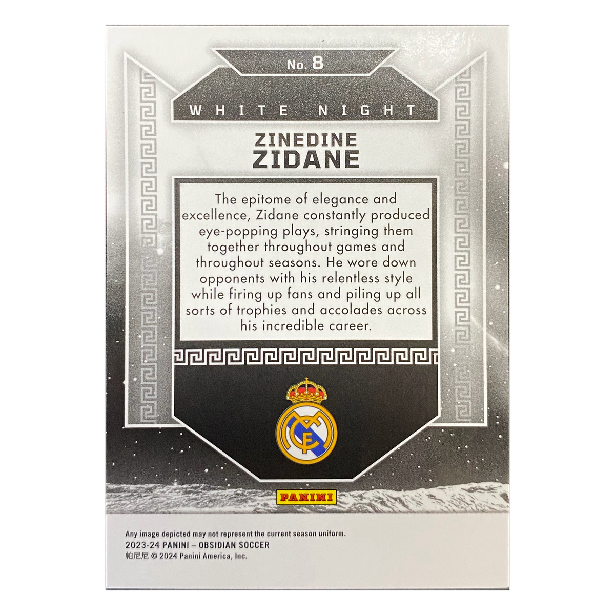 ZINEDINE ZIDANE - 2023/24 Panini Obsidian White Night #8 - back