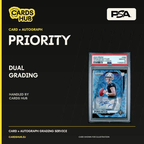 Cards Hub PSA dual priority — real PSA slabs and official logos