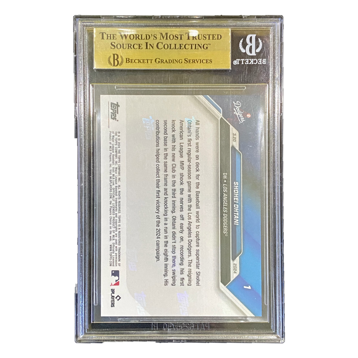 SHOHEI OHTANI - 2024 Topps Now #1 BGS 9.5 - back
