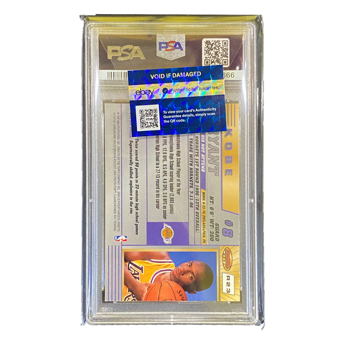KOBE BRYANT - 1996/97 Bowman's Best RC #R23 PSA 9 - back