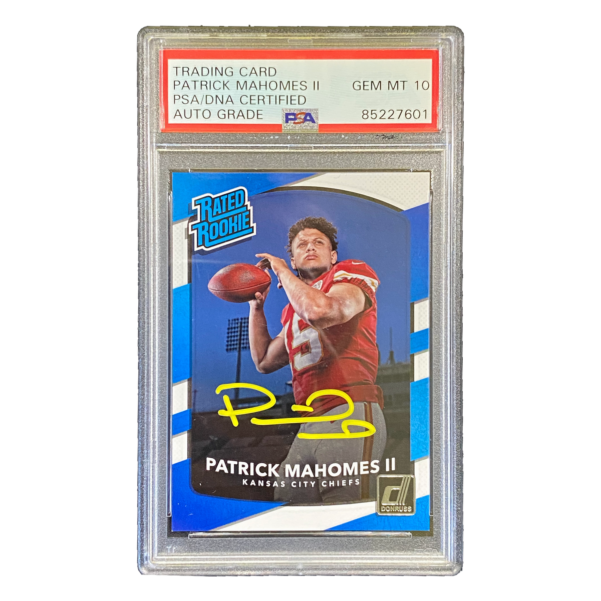 PATRICK MAHOMES II - Panini Donruss Rated Rookie Signed - PSA/DNA Auto 10 - front